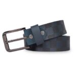 Premium Checkerboard Blue Genuine Leather Belt
