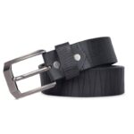 Premium Asymmetrical Lines Black Genuine Leather Belt
