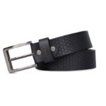 Premium Hexagonal Black Genuine Leather Belt