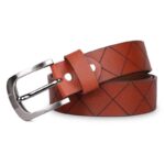 Premium Criss Cross Tan Genuine Leather Belt